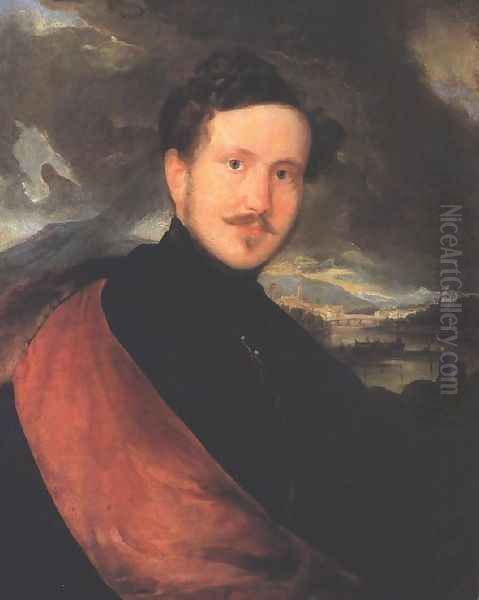 Self-portrait 1832 Oil Painting by Sandor Kozina