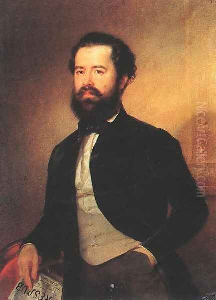 Portrait of Bertalan Szemere 1851 Oil Painting by Sandor Kozina