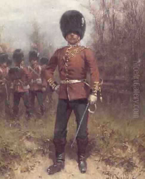 Portrait of an Officer of the Grenadier Guards Oil Painting by Hermanus Koekkoek