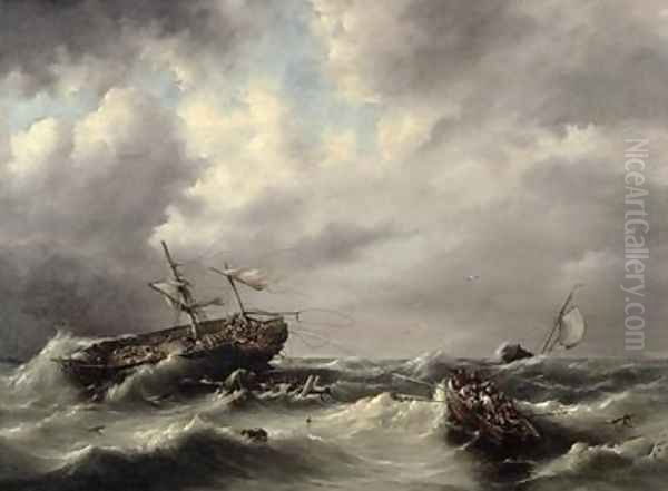 A Storm at Sea Oil Painting by Hermanus Koekkoek