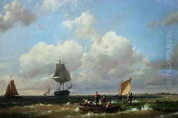 Off Helvoetsluys Isle of Voorne Oil Painting by Hermanus Koekkoek