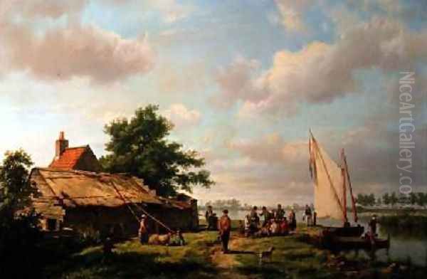 On the Zuider Zee Oil Painting by Hermanus Koekkoek