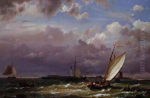 Off Enkhuizen on the Zuider Zee Oil Painting by Hermanus Koekkoek