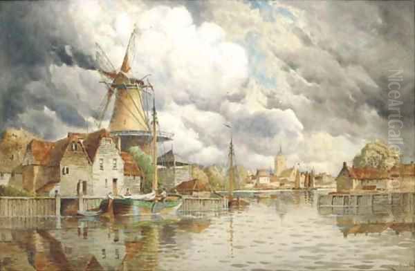 A cappricio view of Monnikendam Oil Painting by Hermanus Koekkoek