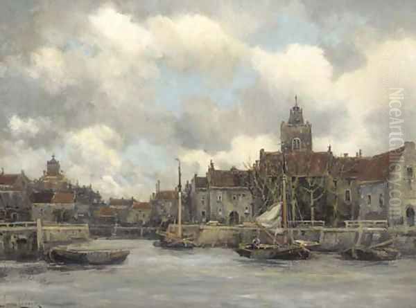 Setting out from the harbour Oil Painting by Hermanus Koekkoek