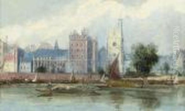 View Of Lambeth Palace From The Thames, London Oil Painting by Edward William Cooke