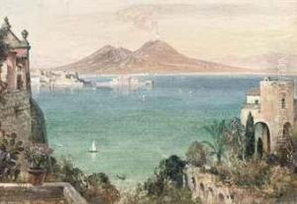 Vesuvius And Castel Del Ovo, Seen From Villa Cedroni,posillippo Oil Painting by Edward William Cooke