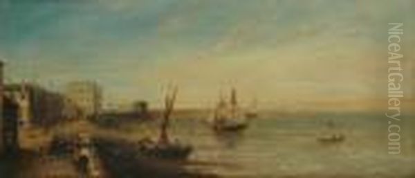 Old Brighton Oil Painting by Edward William Cooke