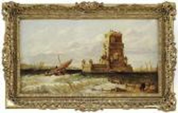 The Island Castle Oil Painting by Edward William Cooke