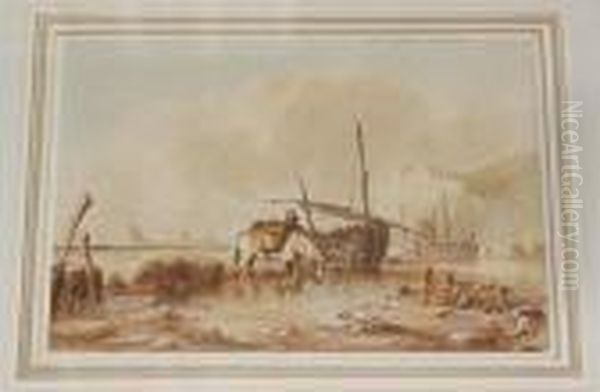 Coastal Scene With Figures And A Pony Oil Painting by Edward William Cooke