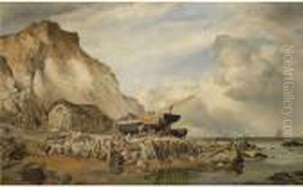 The Undercliff At Bonchurch, Isle Of Wight Oil Painting by Edward William Cooke