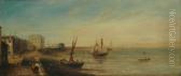 Old Brighton Oil Painting by Edward William Cooke