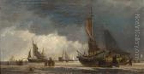 Unloading The Catch Oil Painting by Edward William Cooke