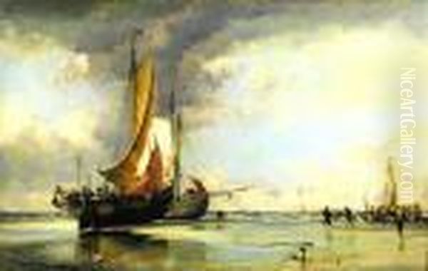 Dutch Shipping In Harbour Oil Painting by Edward William Cooke