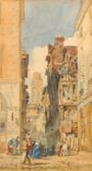 Rue De La Tuile, Rouen Oil Painting by Edward William Cooke