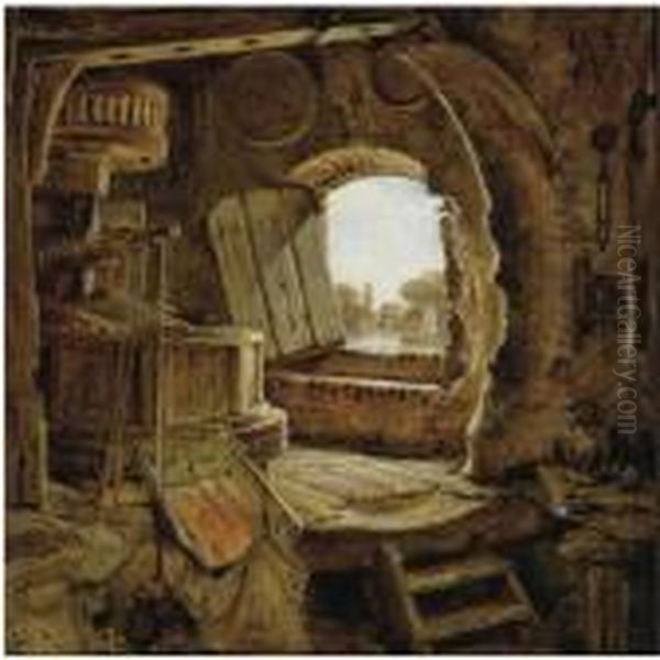 Rembrandt's Father's Mill Oil Painting by Edward William Cooke