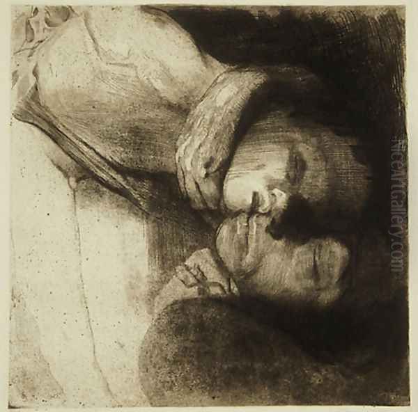 Death, Woman and Child Oil Painting by Kathe Kollwitz