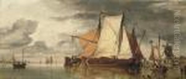 Dutch Calm Oil Painting by Edward William Cooke