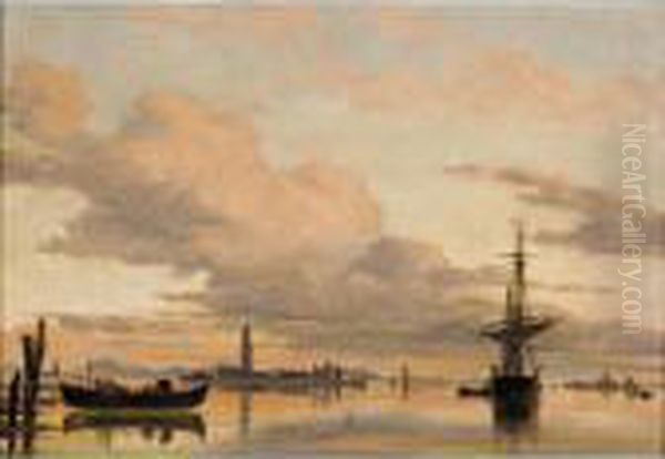 Evening On The Lagune Of Venice Oil Painting by Edward William Cooke