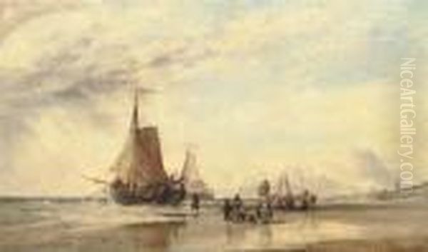 Dutch Pincks, Scheveningen Oil Painting by Edward William Cooke