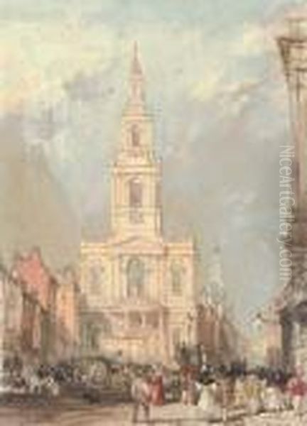 St Mary-le-strand Oil Painting by Edward William Cooke