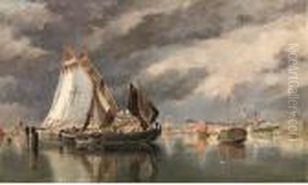 Bragozzi In The Lagoon Oil Painting by Edward William Cooke