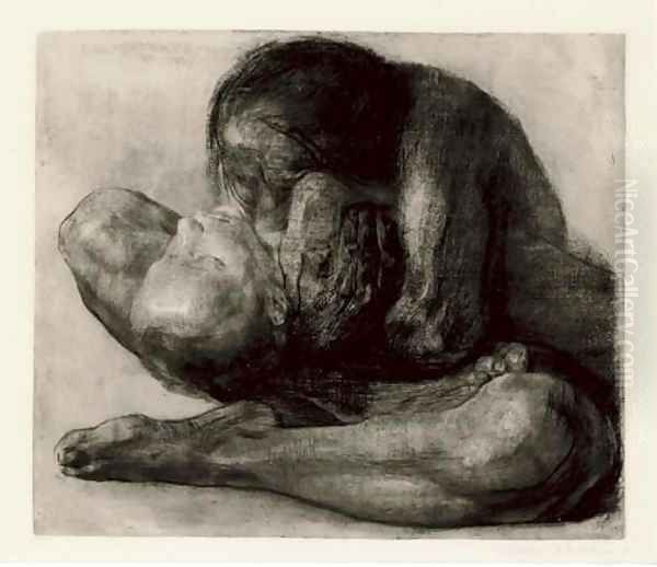 Frau mit totem Kind Oil Painting by Kathe Kollwitz