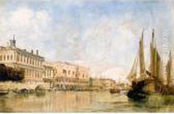 View Of The Molo, Venice, With The Piazzetta Di San Marco And The Doge's Palace Oil Painting by Edward William Cooke