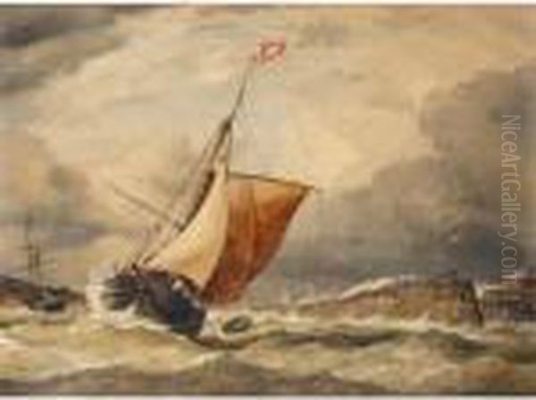 Coming Into Port In Stormy Weather Oil Painting by Edward William Cooke