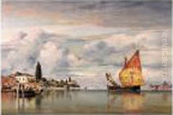 Onthe Lagoon, Venice Oil Painting by Edward William Cooke