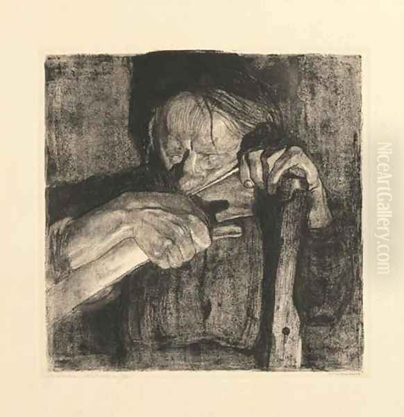 Beim Dengeln, Plate III from Bauernkrieg Oil Painting by Kathe Kollwitz