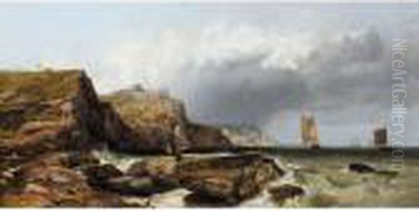 Coastal Landscape Oil Painting by Edward William Cooke