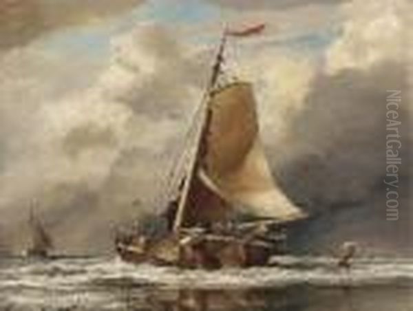 Landing Fish, Coast Of Holland Oil Painting by Edward William Cooke