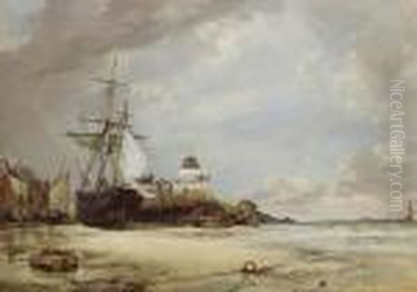 The Pier And Bay Of St. Ives, Cornwall Oil Painting by Edward William Cooke