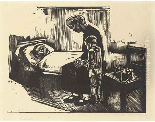 Besuch im Krankenhaus Oil Painting by Kathe Kollwitz