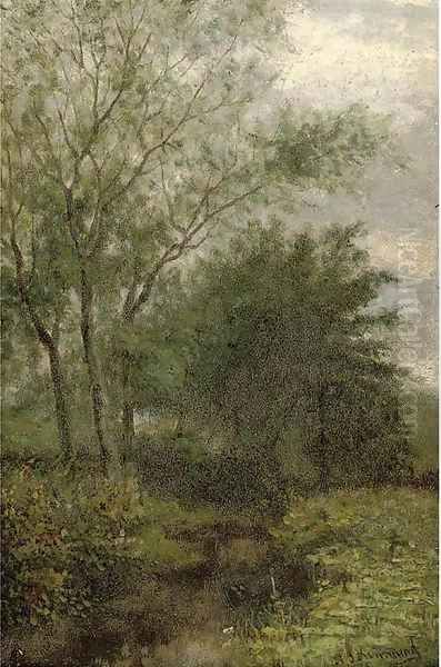 The woodland stream Oil Painting by Henry John Kinnaird