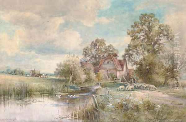 An old mill in Suffolk Oil Painting by Henry John Kinnaird