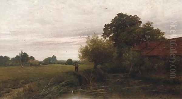 A backwater on the Thames, near Sonning Oil Painting by Henry John Kinnaird