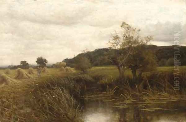 A cornfield near Wargrave on Thames Oil Painting by Henry John Kinnaird