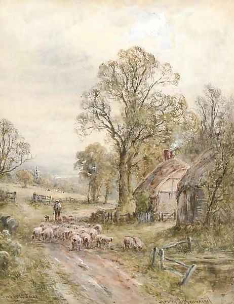 A country lane Oil Painting by Henry John Kinnaird