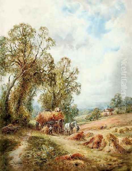 A Sussex cornfield Oil Painting by Henry John Kinnaird