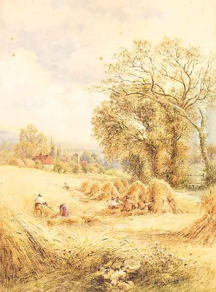 A Sussex Cornfield 2 Oil Painting by Henry John Kinnaird