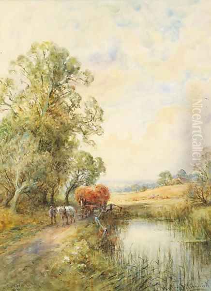 A Sussex cornfield 3 Oil Painting by Henry John Kinnaird