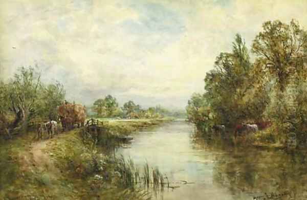 A view of the Thames near Wallingford Oil Painting by Henry John Kinnaird