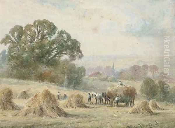 Harvest time, Devon Oil Painting by Henry John Kinnaird