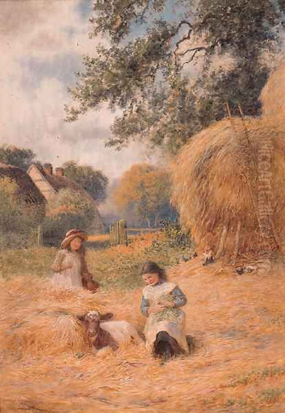 Feeding the calf Oil Painting by Joseph Kirkpatrick