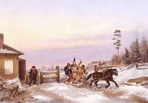 Bilking the Toll Gate Oil Painting by Cornelius Krieghoff