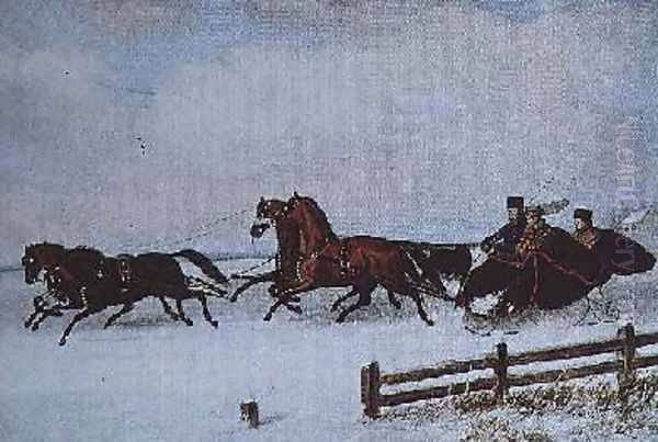 Winter Sleigh Oil Painting by Cornelius Krieghoff