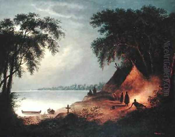 Indian Burial Oil Painting by Cornelius Krieghoff