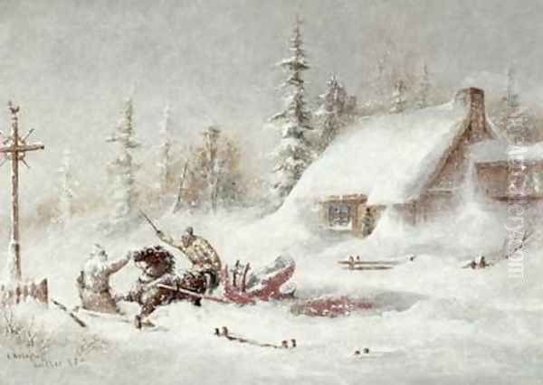 The Blizzard Oil Painting by Cornelius Krieghoff